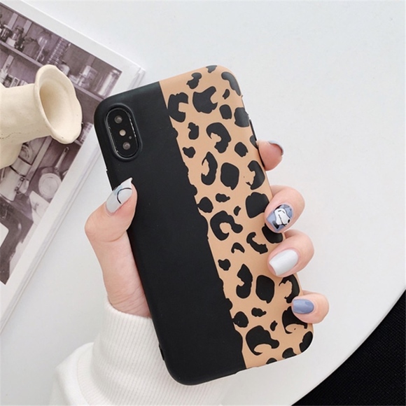 Half Black and Cheetah Print iPhone X Case - Picture 2 of 5